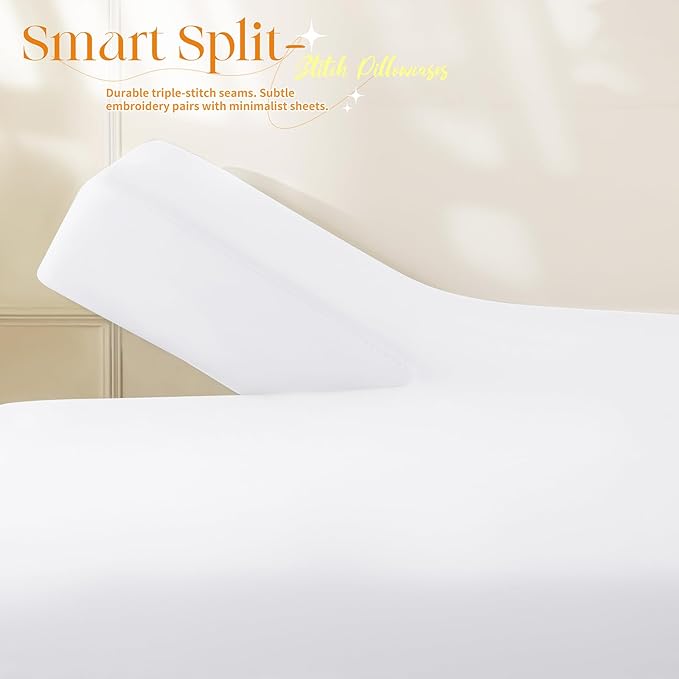 Manyshofu 4 Piece Split Head King Sheets Sets for Adjustable Bed Sheet, Flex Head Split Top King Sheets White Sheet Set - 1800 Thread Count Bedding Set with 14-16 Inch Deep Pockets