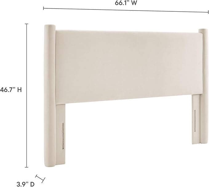 Modway Rael Full Upholstered Headboard with Pillars in Alabaster – Velvet Headboard – Stain-Resistant Performance Velvet Headboard for Full Size Beds