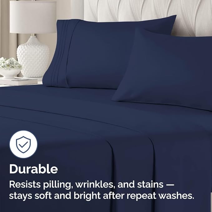 Standard Pillow Cases Set of 4 - Ultra Soft Hotel Quality Pillowcase Covers - Comfy Bedding for Women, Men, Kids & Teens - Machine Washable Pillow Protectors - 4 Piece Set - Standard Size Navy Blue