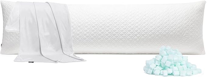 Rainmr Extra Long Body Pillow Memory Foam 180x50cm – Firm King Size Body Pillows for Adults – with Cooling Cover 21 x 72 inches
