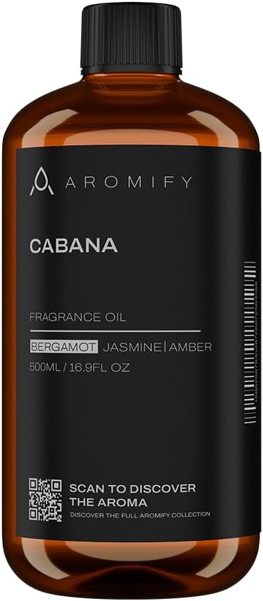 Cabana Diffuser Oil,16.9 FL Oz, 500 mL Diffuser Fragrance Oil for Home, Spa & Office, Luxury Hotel Blend of Natural Essential Oil, Bergamot, Jasmine & Amber Scents