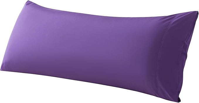 WhatsBedding Body Pillow Cover Cotton Fabric, Long Pillowcase Breathable & Skin-Friendly, Envelope Closure - Purple (20x54 inch)