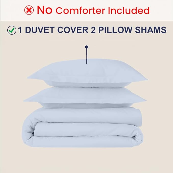 Kotton Culture 3 Pc Twin XL/Twin Duvet Cover Set-100% Egyptian Cotton 600 Thread Count Ultra Soft Premium Durable Comforter Cover Zipper Closure & Corner Ties- (Sky Blue, 68" X 90")
