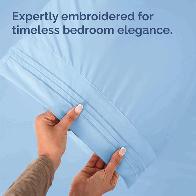 Body Pillowcases Set of 2-20x54 Long Body Pillow Case - Soft Body Pillow Cover for Sleeping & Side Sleepers - Comfy, Breathable & Wrinkle Free - Machine Washable w/Envelope Enclosure (Light Blue)