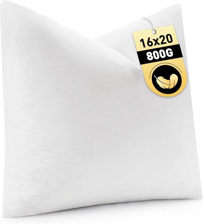 MIULEE 16x20 Inch Down Feather Pillow Insert,Fluffy and Comfy Throw Pillow with Cotton Fabric for Bed Couch and Sofa