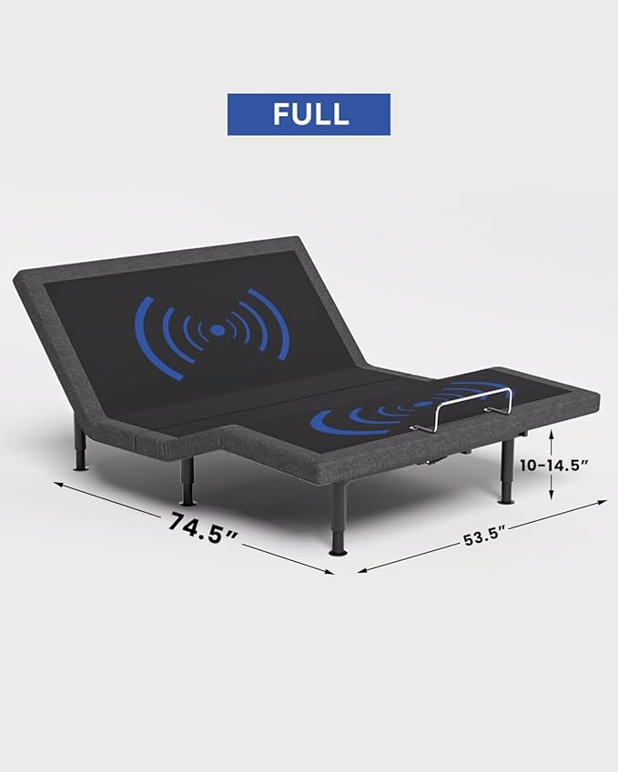Full Size Adjustable Bed Frame with Massage & Zero Gravity - Electric Bed Frame with Remote, USB Charging, LED Night Light, 7.5-12.5" Adjustable Height, 900LBS Capacity, Quiet Motor