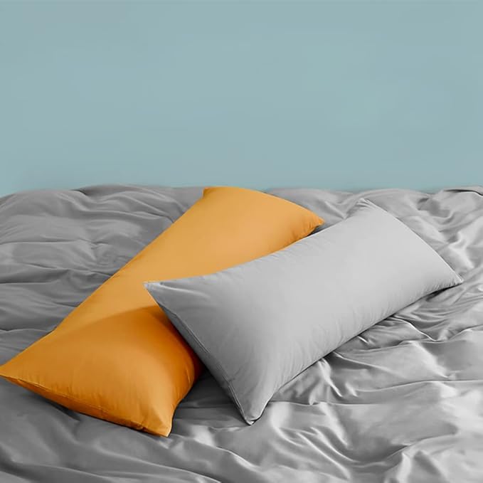 FLXXIE Body Pillow Cover - Super Soft Microfiber 20x54 Body Pillow Case - Envelope Closure, Wrinkle, Stain Resistant 20x54 Long Pillowcase, Ginger Yellow