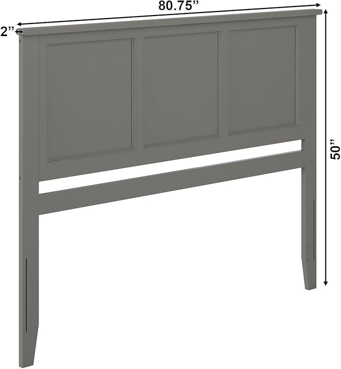 AFI, Madison King Solid Wood Panel Headboard, Grey