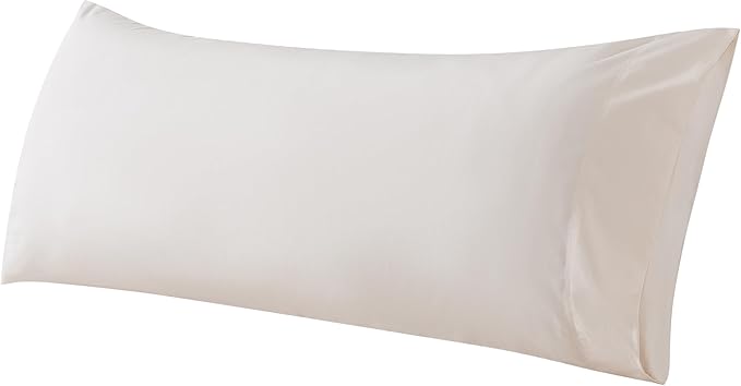 WhatsBedding Body Pillow Cover Cotton Fabric, Long Pillowcase Breathable & Skin-Friendly, Envelope Closure - Beige (20x54 inch)