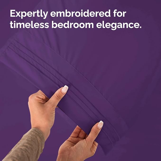 King Standard Pillow Cases Set of 2 - Ultra-Soft Hotel Quality Pillowcase Covers - Comfy, Cozy & Fade Free - Wrinkle Resistant - Machine Washable Pillow Protectors - 2 Piece Set - King Standard Purple