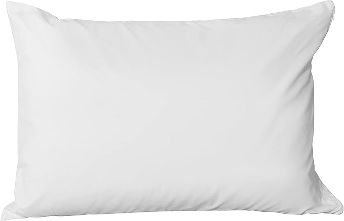 AllerEase Hot Water Wash Breathable Advanced Protection Machine Washable Durable Zippered Pillow Protector, Standard/Queen Size 2 Pack, White