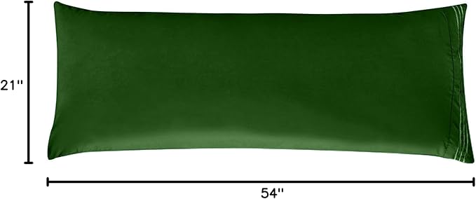Elegant Comfort Luxury Ultra-Soft 1-Piece Pillowcase Set - 1500 Premium Hotel Quality Microfiber Double Brushed - Wrinkle Resistant, Body Pillowcase Size, Hunter Green