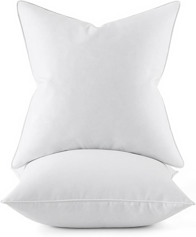 MIULEE 22x22 Pillow Inserts, Pack of 2 Down Feather Premium Throw Pillows with Cotton Fabric for Bed Couch Living Room Sofa