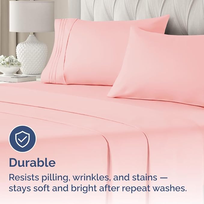 Standard Pillow Cases Set of 2 - Ultra-Soft Hotel Quality Pillowcase Covers - Comfy & Wrinkle Free - Stain and Fade Resistant - Machine Washable Pillow Protectors - 2 Piece Set - Baby Pink