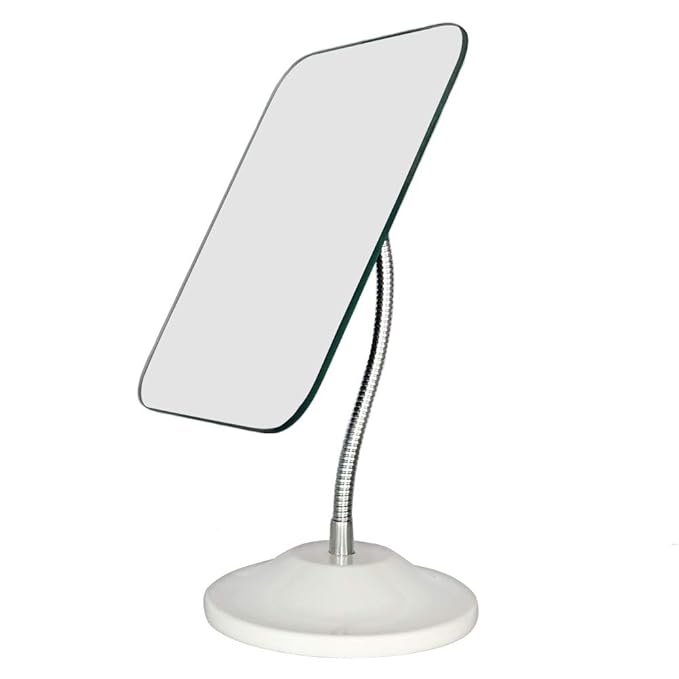 YEAKE Adjustable Flexible Gooseneck Makeup Mirror,360°Rotation Folding Portable Desk Vanity Mirror with Stand Shower Shaving Cosmetic Mirror Square
