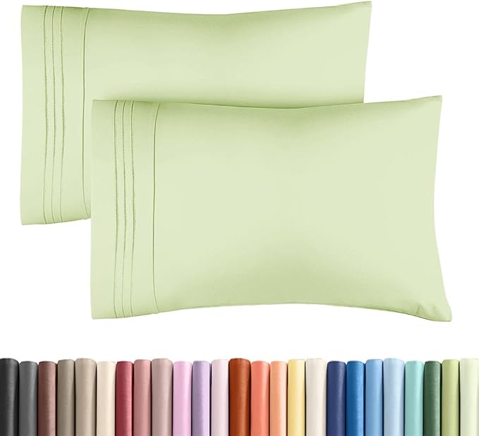 King Standard Pillow Cases Set of 2 - Ultra-Soft Hotel Quality Pillowcase Covers - Comfy, Cozy & Fade Free - Wrinkle Resistant - Machine Washable Pillow Protectors - 2 Piece Set - Light Sage Green