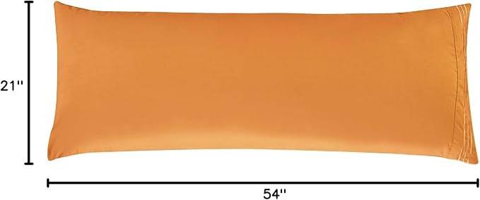 Elegant Comfort Luxury Ultra-Soft 1-Piece Body Pillowcase - 1500 Premium Hotel Quality Microfiber Double Brushed - Wrinkle Resistant, Body Pillowcase Size, Orange