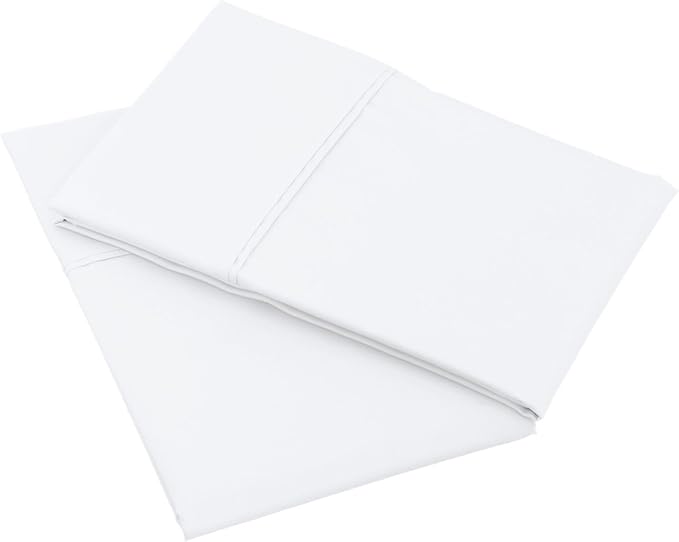 Amazon Basics 400 Thread Count Soft 100% Cotton Pillow Cases, Wrinkle Resistant, Sateen Weave, King Size, 40" x 20", Machine Washable, White, Set of 2, Pillows Not Included