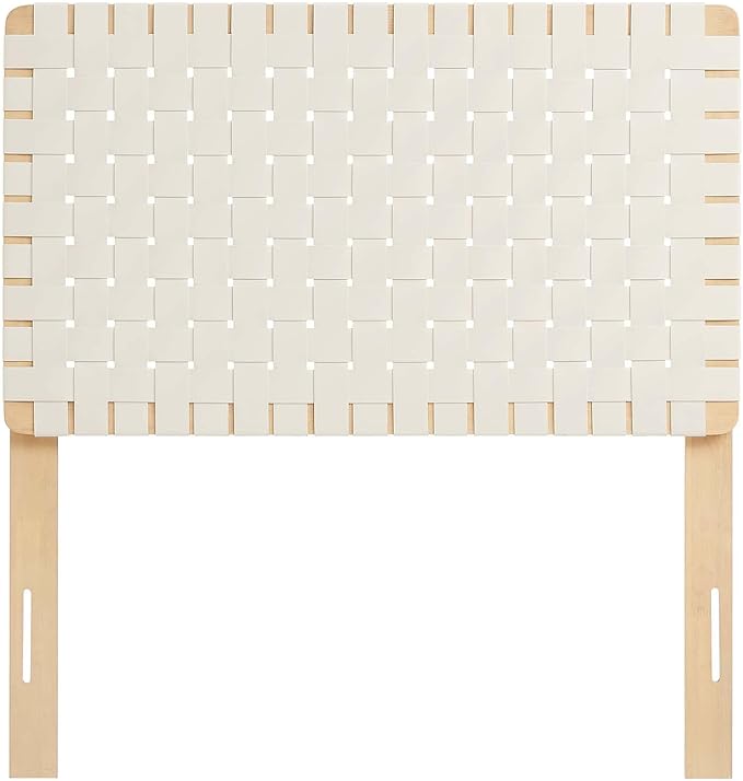 Modway Sparta Weave Twin Vegan Leather Headboard in Natural Beige