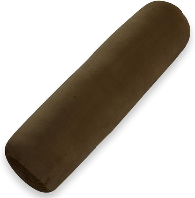 1 MIDDLE ONE Round Body Pillow for Adults, Long Bolster Pillow for Bed with Removable Velvet Cover, Decorative Tube Roll Cylinder Pillow, 35 x 7.87 Inch, Coffee
