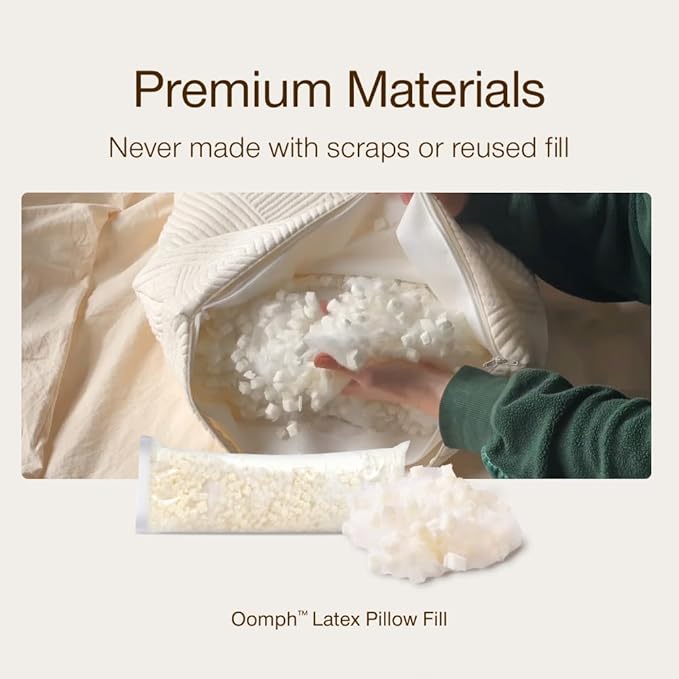Coop Home Goods Extra Oomph Latex Pillow Fill, Extra Fill Bag of Cross-Cut Talalay Latex and Microfiber Stuffing, Supportive, Naturally Cooling, Eco-Friendly Filler for Bed Pillows
