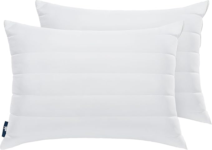 Cooling Quilted Hypoallergenic Soft/Medium Bed Pillows for Side, Stomach or Back Sleepers (2 Pack)