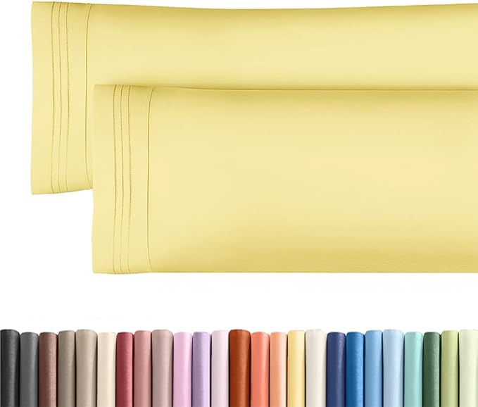 Body Pillowcases Set of 2-20x54 Long Body Pillow Case - Soft Body Pillow Cover for Sleeping & Side Sleepers - Comfy, Wrinkle & Fade Free - Machine Washable w/Envelope Enclosure Yellow