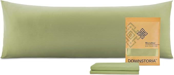 DOWNSTORIA Body Pillow Cover, Ultra Soft Microfiber Long Pillowcase, Envelope Closure Large Pillow Cases 20x54 inch (Sage Green)