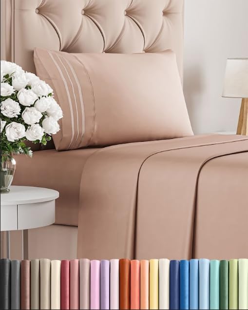 Twin Size 3 Piece Sheet Set - Comfy Breathable & Cooling Sheets - Hotel Luxury Bed Sheets for Women & Men - Deep Pockets, Easy-Fit, Extra Soft and Wrinkle Free Sheets - Mauve Oeko-Tex Bed Sheet Set