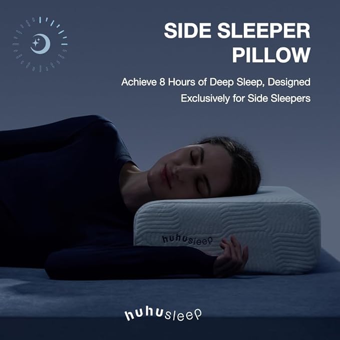 Cube Pillow for Side Sleeper with Firm Layer, Cooling Memory Foam Pillows with Two Side Four Types of Softness for Neck and Shoulder Pain, King or Queen 24"x12"x5"
