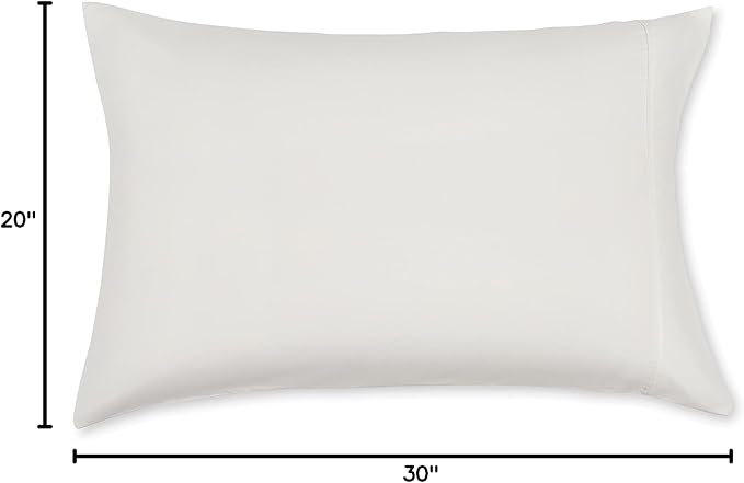 Amazon Basics Standard Pillowcases Set of 2 - Lightweight, Super Soft Easy Care Microfiber, Cream, 30" L x 20" W, Pillows Not Included