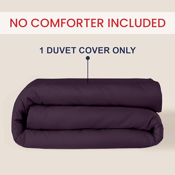 Kotton Culture 1 Pc Twin Size Duvet Cover Only -100% Egyptian Cotton 600 Thread Count Ultra Soft Premium Durable Comforter Cover Zipper Closure & Corner Ties (Plum, Twin/Twin XL 68" X 90")