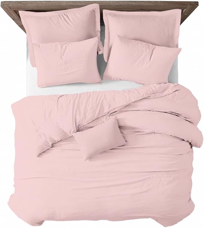 Kotton Culture 3 Pc Duvet Cover Queen Size/Full Size Set-100% Egyptian Cotton 600 Thread Count Ultra Soft Premium Durable Comforter Cover Zipper Closure & Corner Ties- (Pink Blush, 90" X 90")