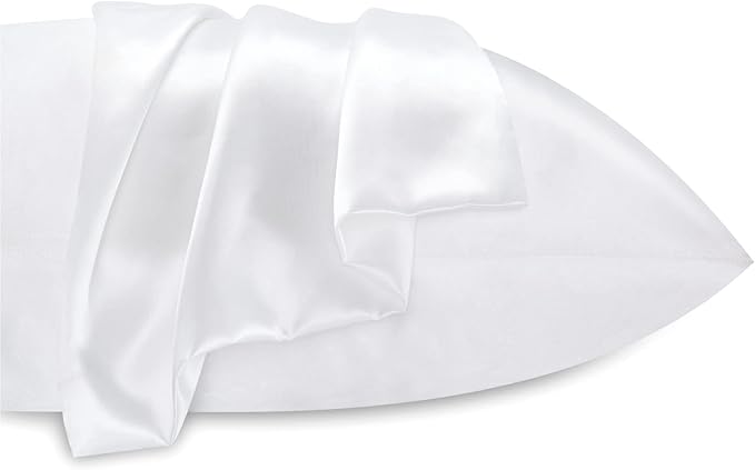 BEDELITE Satin Pillowcase for Hair and Skin, Super Soft and Cooling Similar to Silk Pillow Cases 2 Pack with Envelope Closure, Gift for Women Men(20"x36" King Size, White)