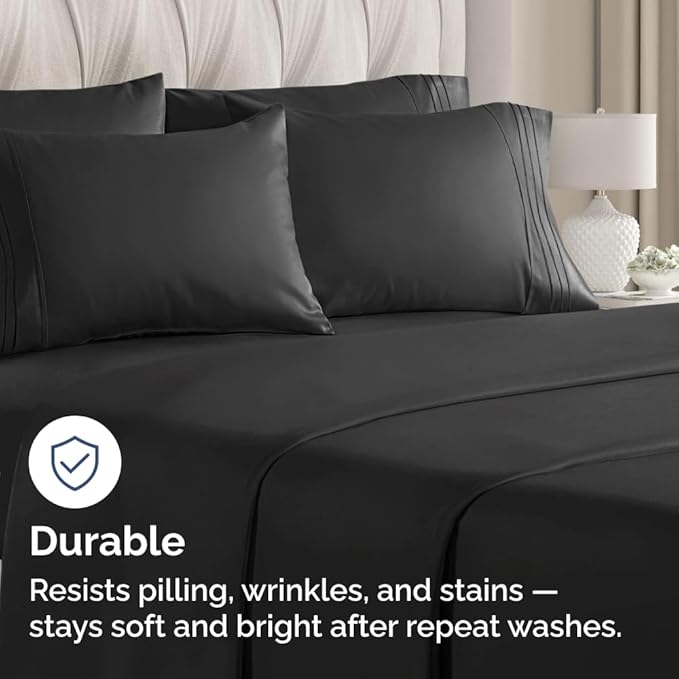King Pillow Cases Set of 8 - Ultra Soft Hotel Quality Pillowcase Covers - Comfy & Wrinkle Free - Shrink, Stain and Fade Resistant - Easy-Care, Machine Washable Pillow Protectors - 8 Piece Set - Black