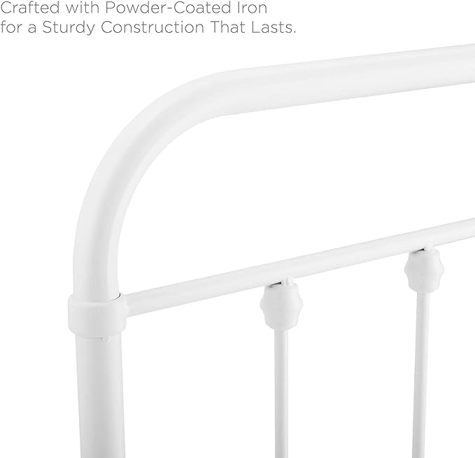 Modway MOD-6153-WHI Sage Full Metal Headboard, White