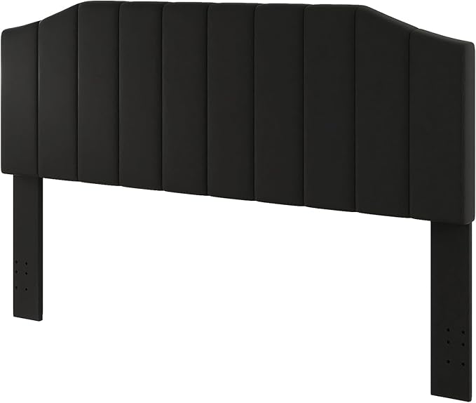 Furpopup King Size Headboard Only, Velvet Upholstered Headboard King/California King Size Wall Mount and Bed Frame Mount, Featuring High-Density Sponge Padding Easy Assembly Comfort Style-Black