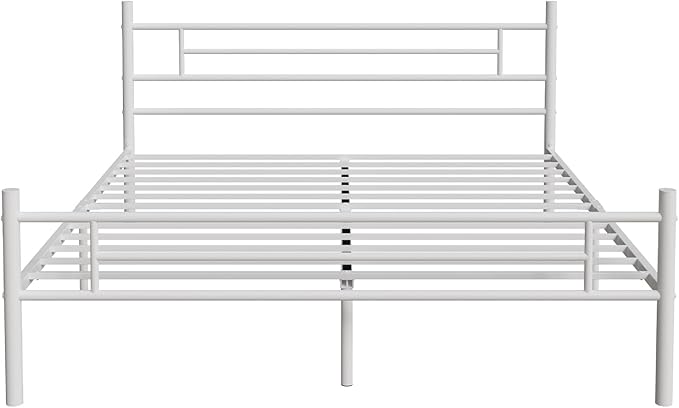 Novilla Full Size Bed Frame with Headboard and Footboard, 14 Inch Metal Platform Bed Frame with Under Bed Storage, No Box Spring Needed, Strong Metal Slats Support, White