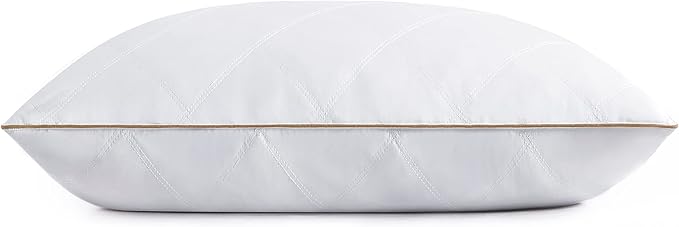puredown® Goose Feathers and Down Pillow with Diamond Quilting with 100% Cotton Cover, Pack of 1, King Size