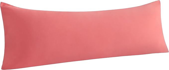 NTBAY Body Pillowcase - Brushed Microfiber 20x54 Pillowcase - Soft, Wrinkle-Free, Fade-Resistant, Stain-Resistant, Coral Pink Body Pillow Cover with Envelope Closure - 20x54 Inches, Coral Pink