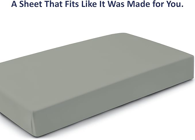 Cot Size 28" x 75" Fitted Sheet, 100% Egyptian Cotton, Perfect for Camp Bunk Beds/RVs/Guest Beds/Army Cots/Replacement Mattress (Light Grey)