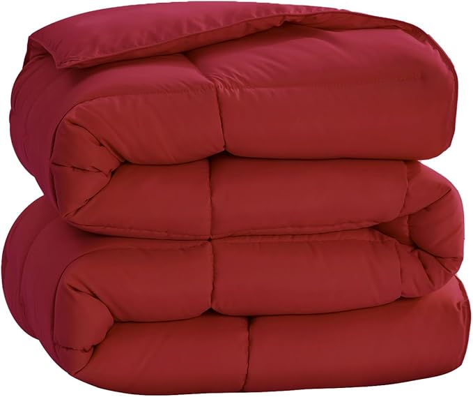 Homelike Moment Comforters Queen Size - Red Duvet Insert Down Alternative Bed Queen Comforter, Lightweight Bedding Comforters Full Size Quilted Soft All Season Solid Red