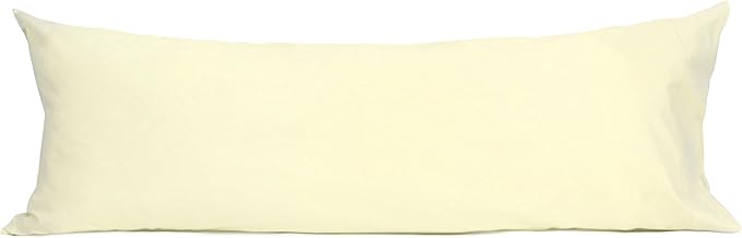 Sunflower Body Pillowcase 100% Cotton Long Pillow Cover/Case Envelope Closure 1 Pack, 20×54 inches Cream, Soft and Breathable