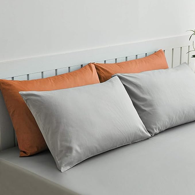 NTBAY King Pillowcase Set - 2 Pack Brushed Microfiber 20x36 Pillowcases - Soft, Wrinkle-Free, Fade-Resistant, Stain-Resistant, Orange Pillowcases with Envelope Closure - 20x36 Inches, Orange