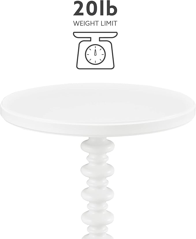 Powell Furniture Powell Round Spindle, White Table 17 x 22.25 x 17