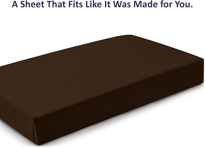 Cot Size 25" x 75" Fitted Sheet, 100% Egyptian Cotton, Perfect for Camp Bunk Beds/RVs/Guest Beds/Army Cots/Replacement Mattress - Chocolate