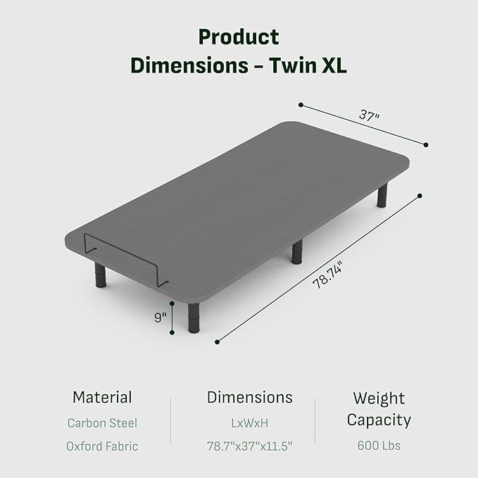 Softa Twin XL Adjustable Bed Frame, Head & Foot Lift, Electric Bed Base with Remote Control, Whisper Quiet Motor, Oxford Fabric Bedspread, Mattress Holder, Easy Assembly