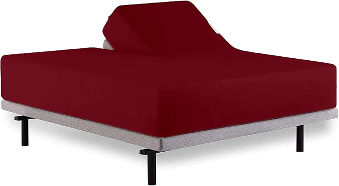 Top Split King Fitted Sheet for Adjustable beds,Half Split King Fitted Sheet for Adjustable beds only Split Down 34 inches from The Top,Split Head Flex King Sheet (Burgundy)