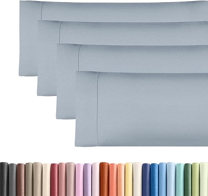Body Pillowcases Set of 4-20x54 Long Body Pillow Case - Soft Body Pillow Cover for Sleeping & Side Sleepers - Comfy Breathable & Fade Free - Machine Washable w/Envelope Enclosure - (Heathered Blue)