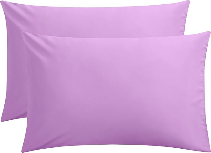 FLXXIE Pillow Cases Queen, Soft Microfiber Pillow Covers with Envelope Closure, Wrinkle Resistant Pillowcases, 2 Piece Set, 20x30, Lavender
